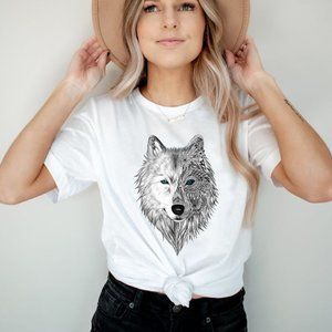 Wolf Mandala Zidika Essential T-Shirt Cotton-Men-Women's-Animal Lover wolf